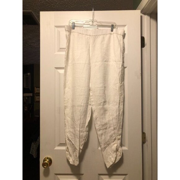 pure jill Pants - pure jill women's white 100%linen pants size: L